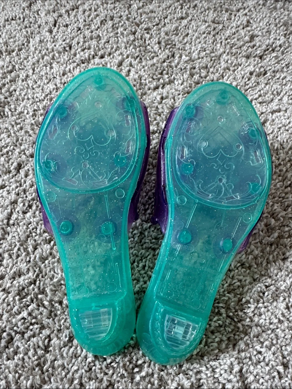 Girls' Ariel Jelly Slide Heels/ Sandals in Teal and Purple